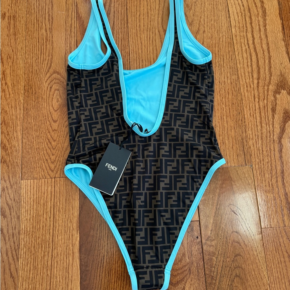 Fendi Neoclassic Tobacco One-Piece Bathing Suit. IT size 46/U.S. 10. NWT. - Picture 3 of 6